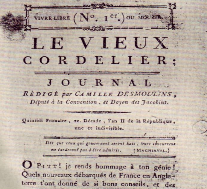 Première une du journal "Le Vieux Cordelier", en 1793 - BNF